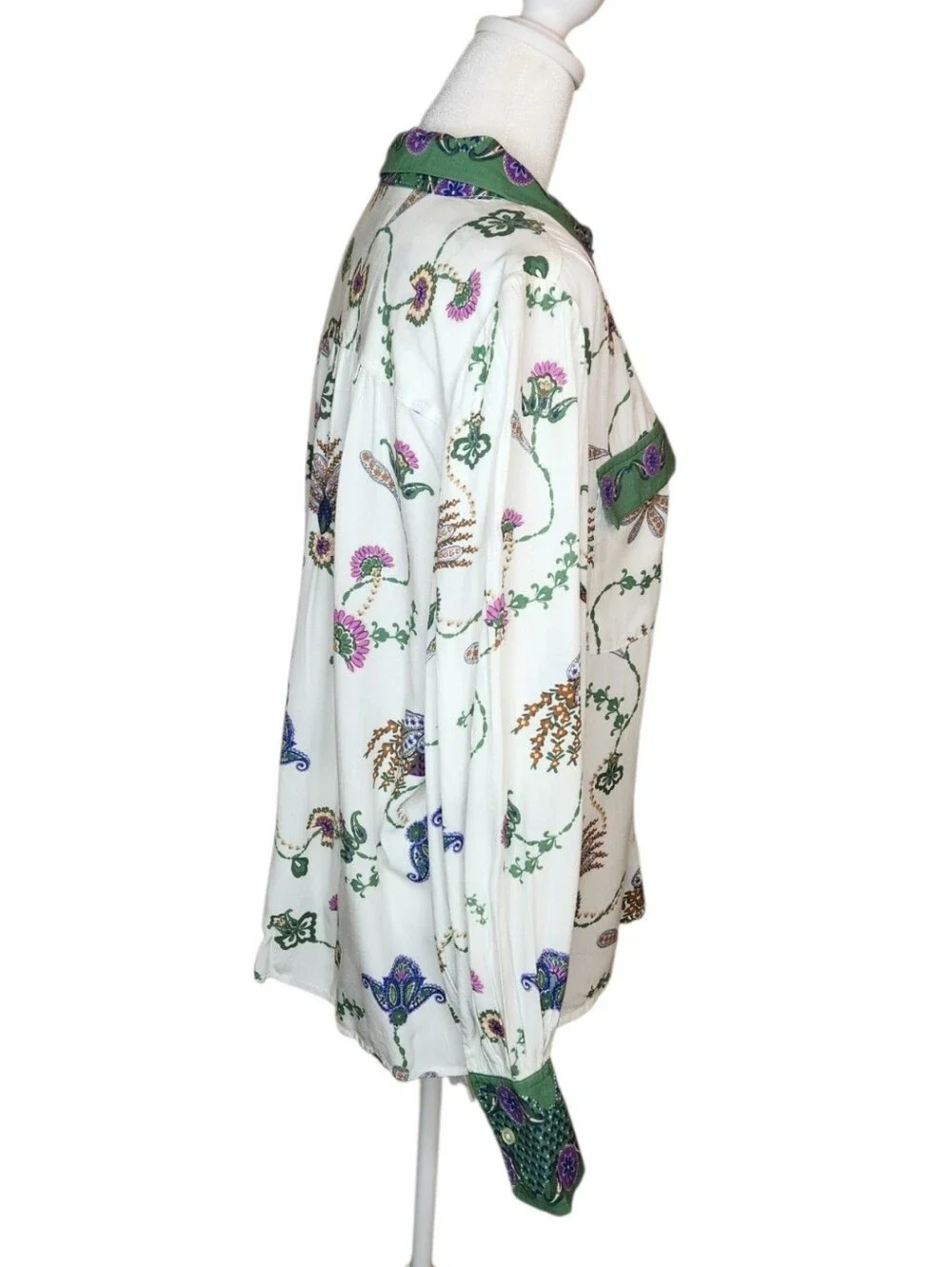 NEW Loft Floral Peacock Print Button Down Blouse Size Small